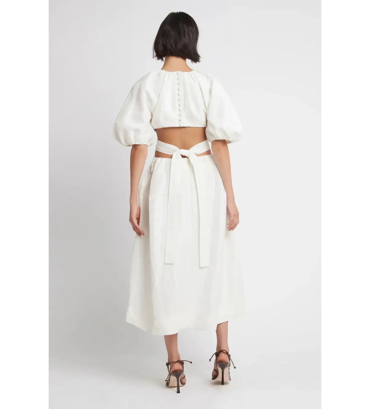Aje Mimosa Cut Out Midi Dress Ivory Size AU 10 photo 3