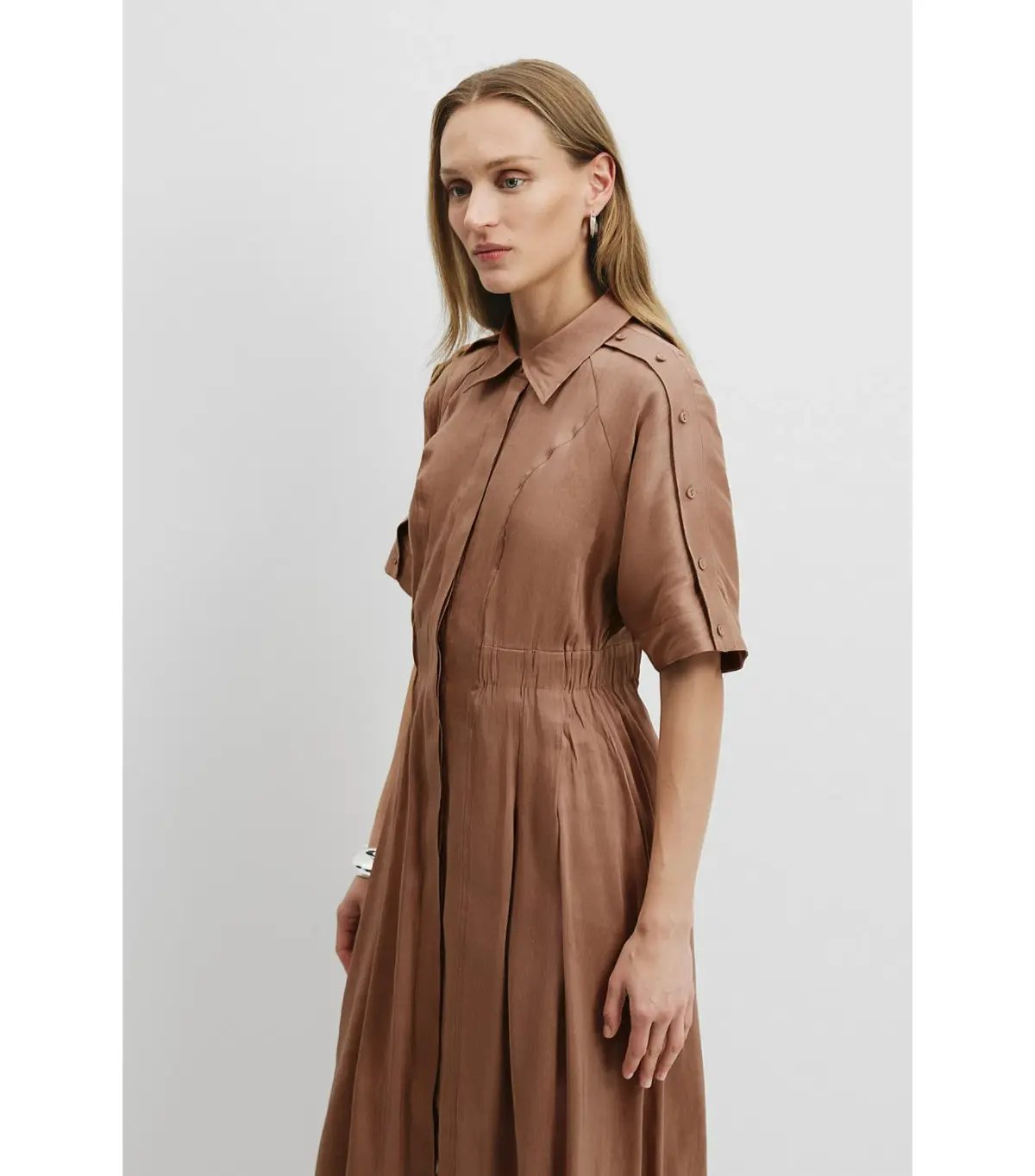 Country Road Cinched Shirt Dress in Nutmeg Size 12 photo 4