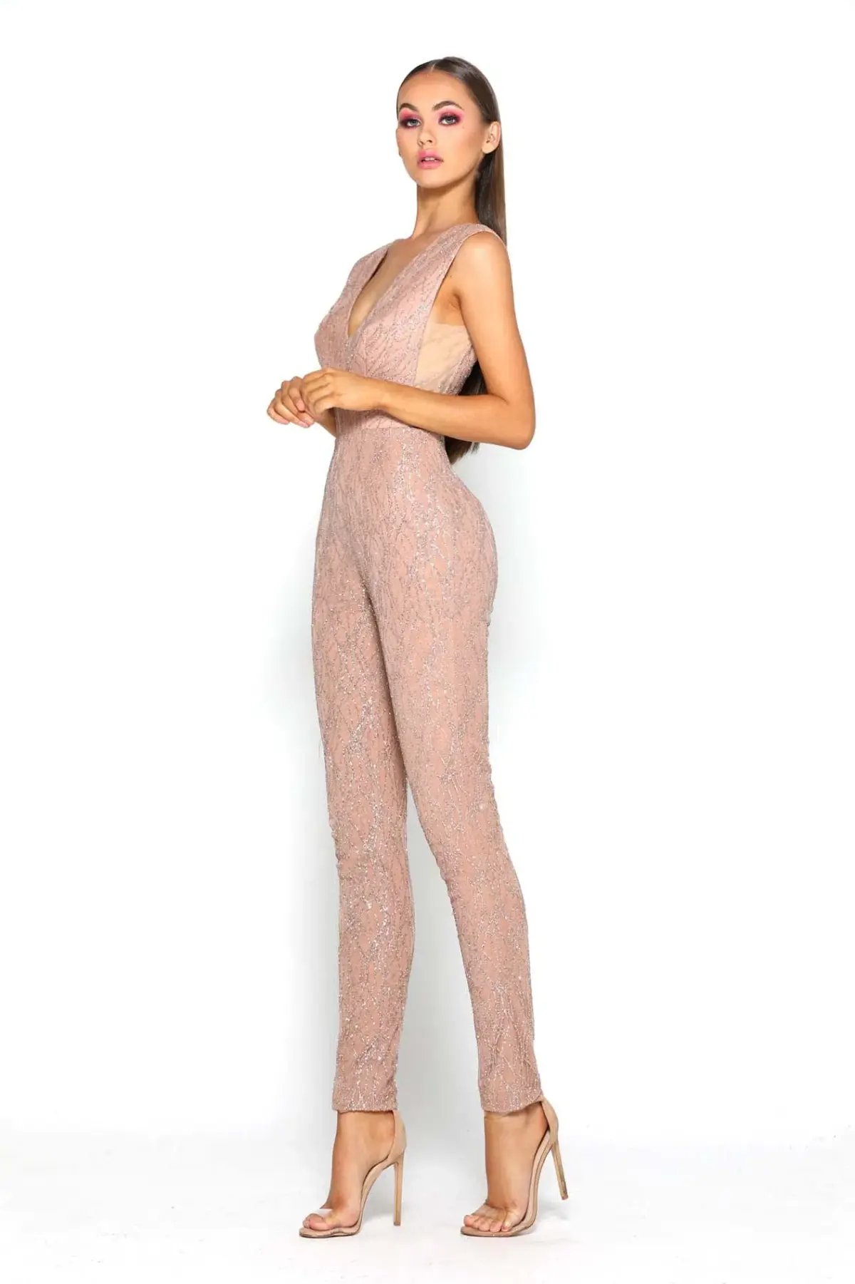 Portia and Scarlett Savanah Rose Gold Jumpsuit Size S photo 4