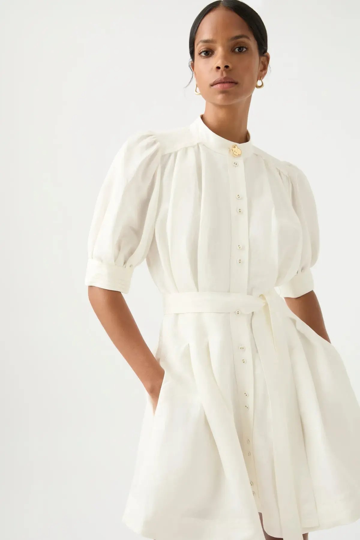 Aje Eden Box Pleat Mini Dress White Size AU 10 photo 2