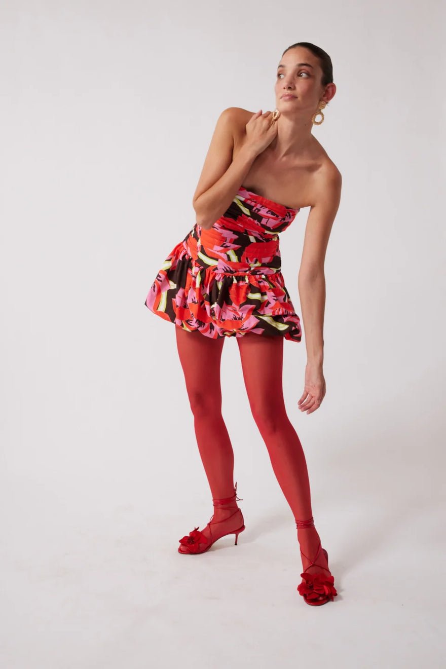 The Wolf Gang Dolcie Strapless Mini Dress - Rojo Print photo 3