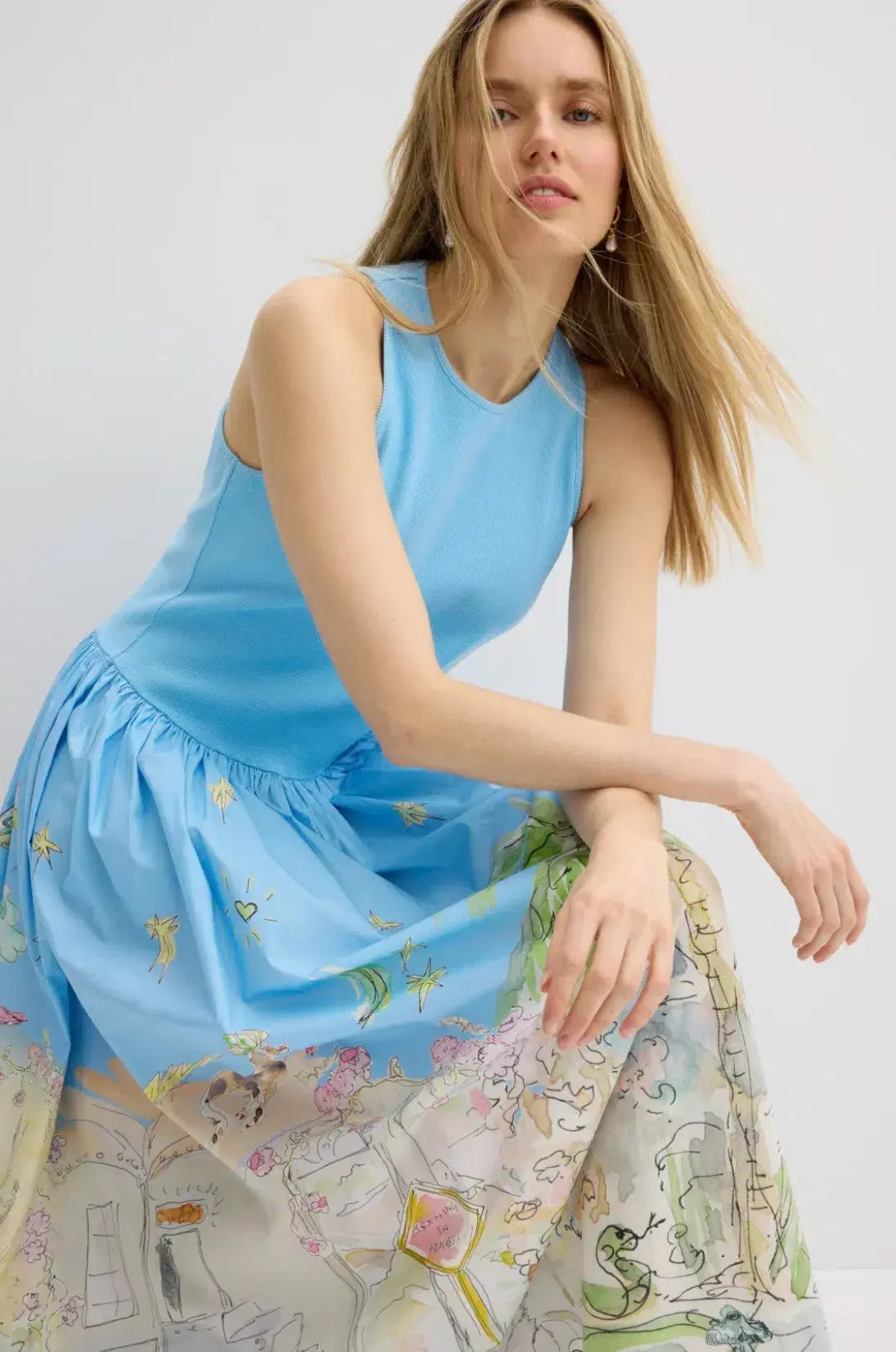 Alemais Anouk Tank Midi Dress Blue Print Size 14 photo 5