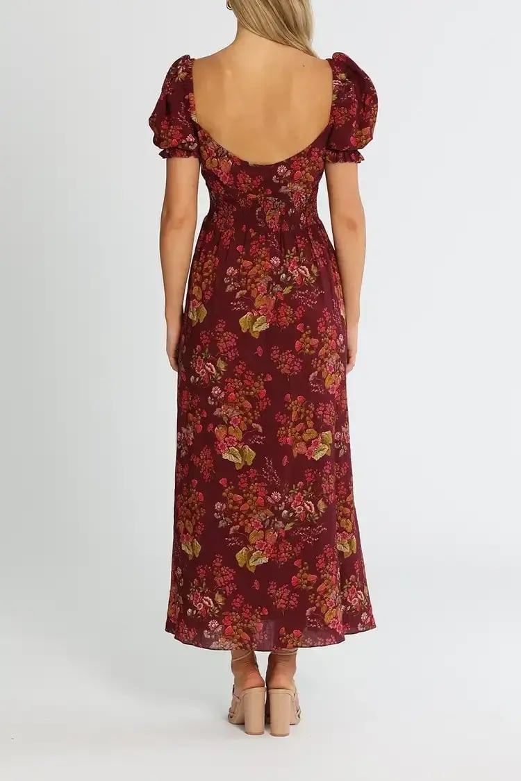 Peony Tie Front Purple Midi Dress Floral Size 8 photo 3