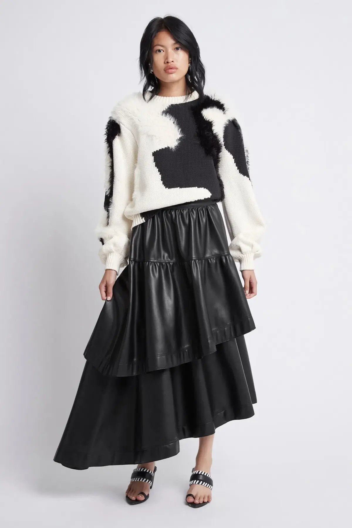 Aje Idyllic Faux Leather Black Skirt Size 12 photo 2