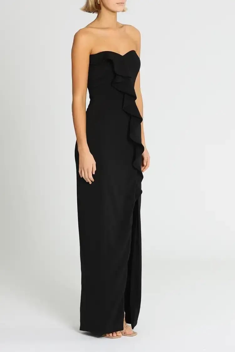 Jay Godfrey Varys Strapless Ruffle Gown in Black Size 14 photo 2