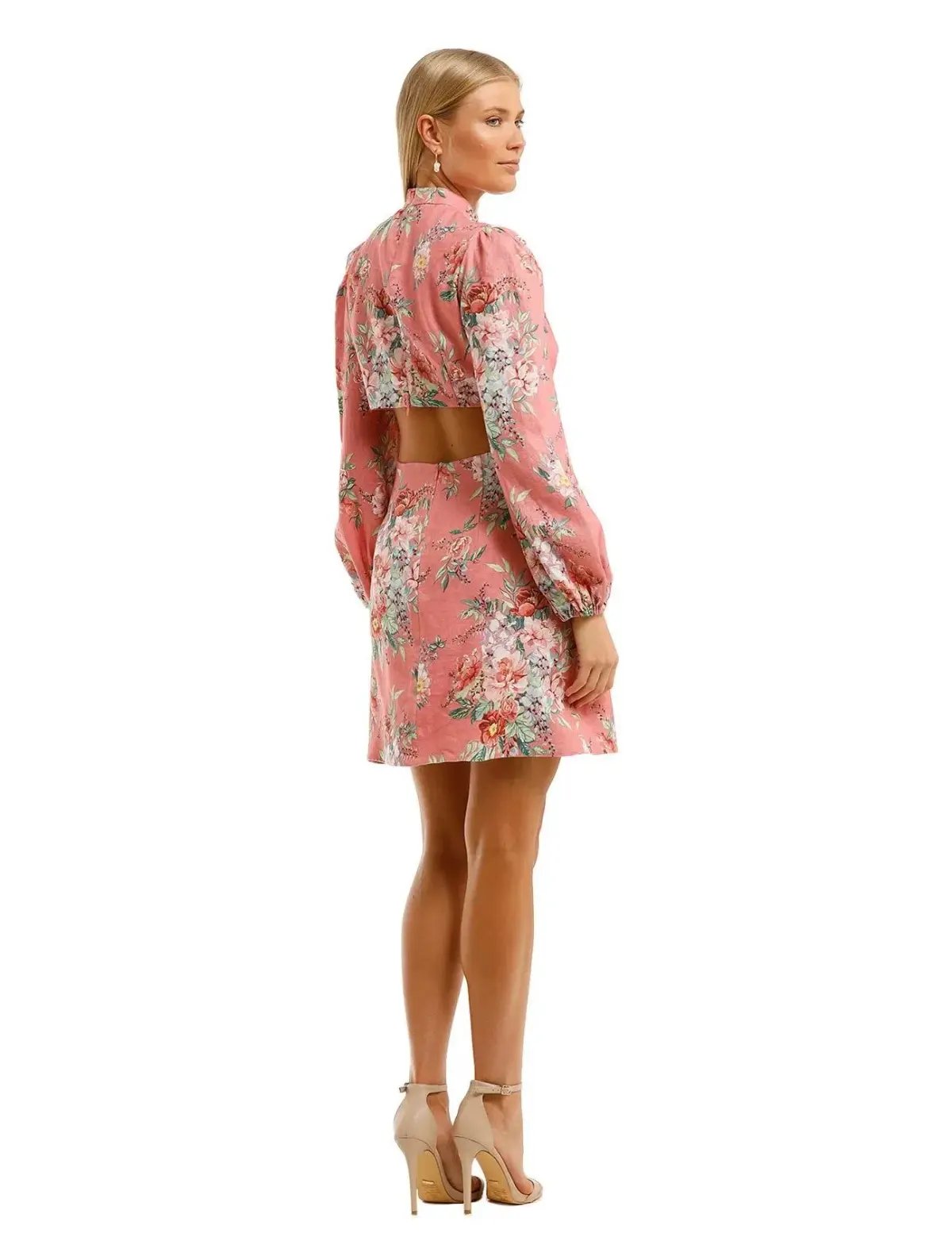 Zimmermann Bellitude Bow Front Dress Pink Floral Size 2 / AU 12 photo 3