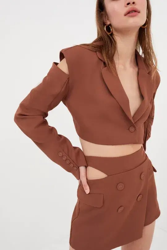 For Love & Lemons Alysa Crop Top and Mini Skirt Set Brown Size S / AU 8 photo 5