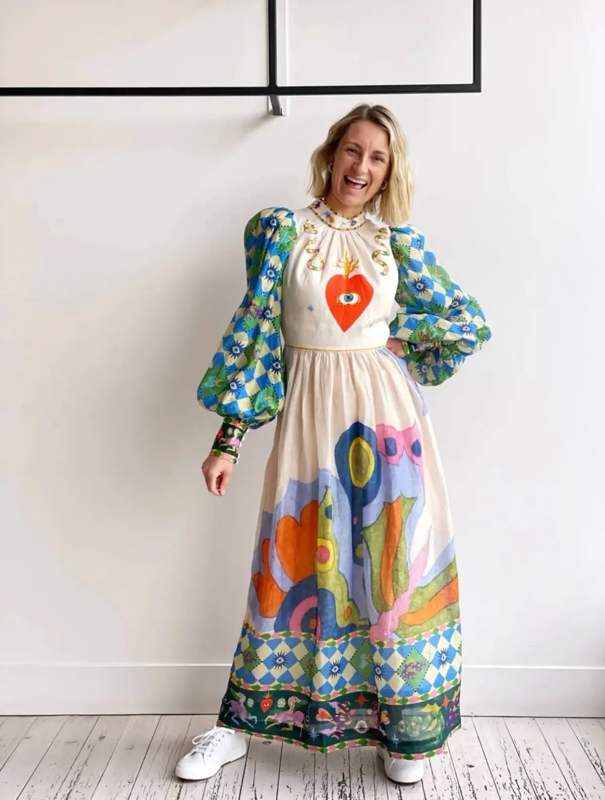 Alemais Lou Balloon Sleeve Midi Multi Print Size 12 photo 2