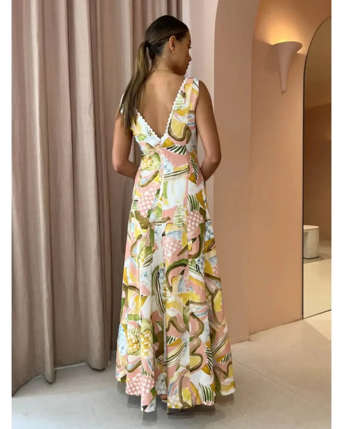 By Nicola Wavy Maxi Dress In Swirl Check Size AU 12 photo 3