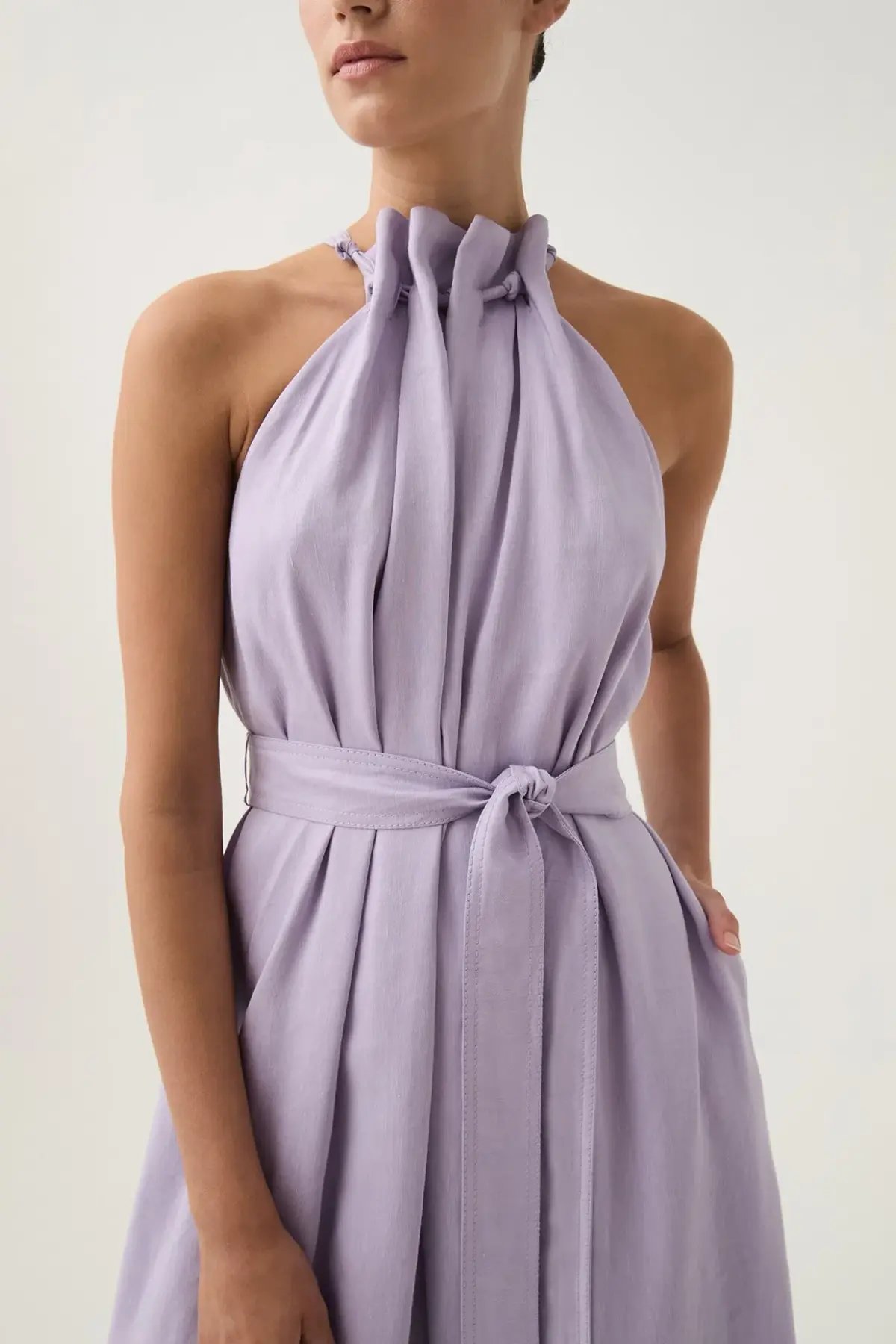 Aje Mariel Trapeze Midi Dress Lilac Size 14 photo 6