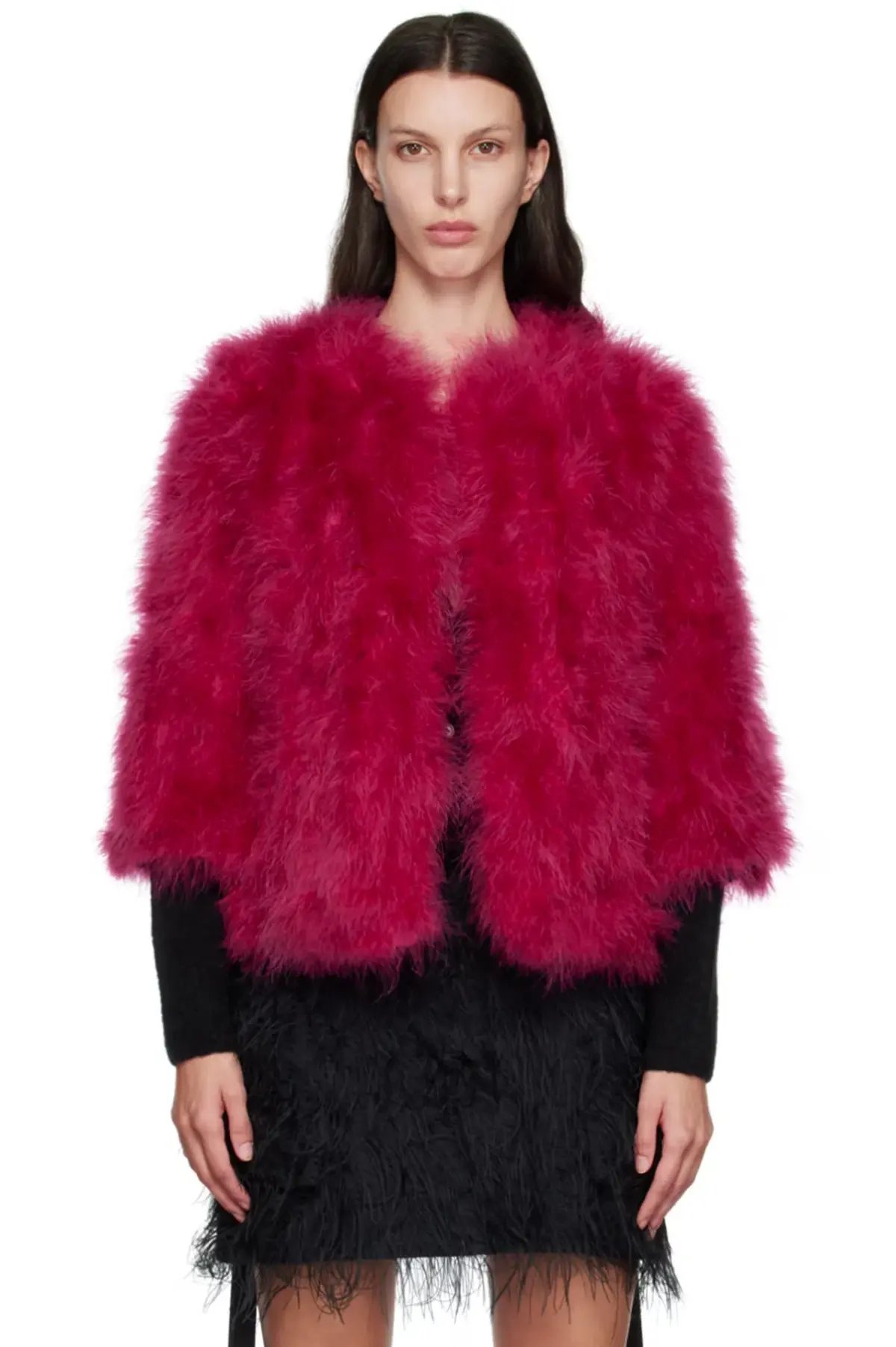 Yves Salamon Pink Feather Jacket Crazy Pink Size S / AU 8 photo 2
