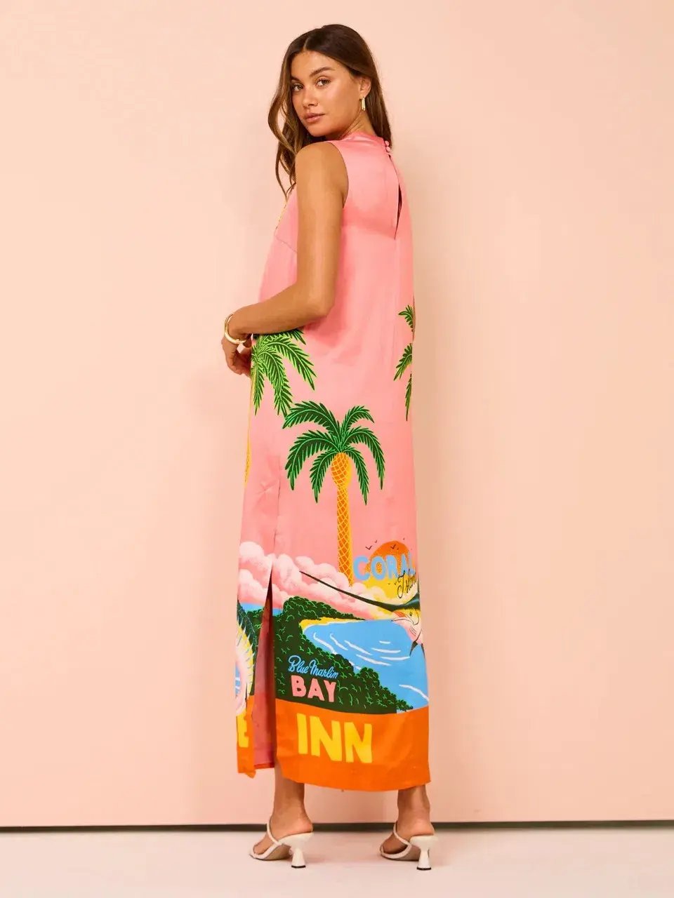 Alemais Paradiso Silk Midi Dress Pink Multi Size 10 AU photo 10