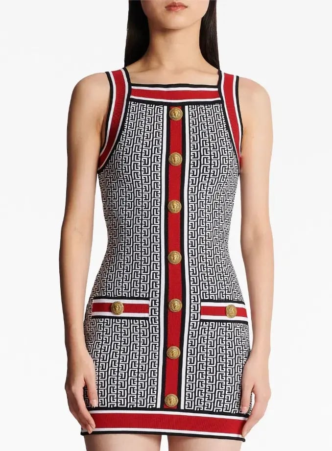 Balmain Jacquard Knit Mini Dress Multi Size 38/Au 10 photo 2
