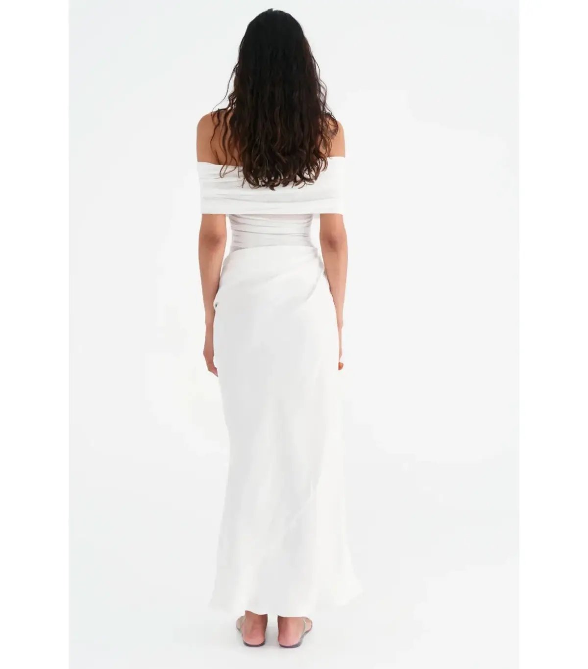 Benni Nico Off Shoulder Maxi Dress in White Size AU 12 photo 3