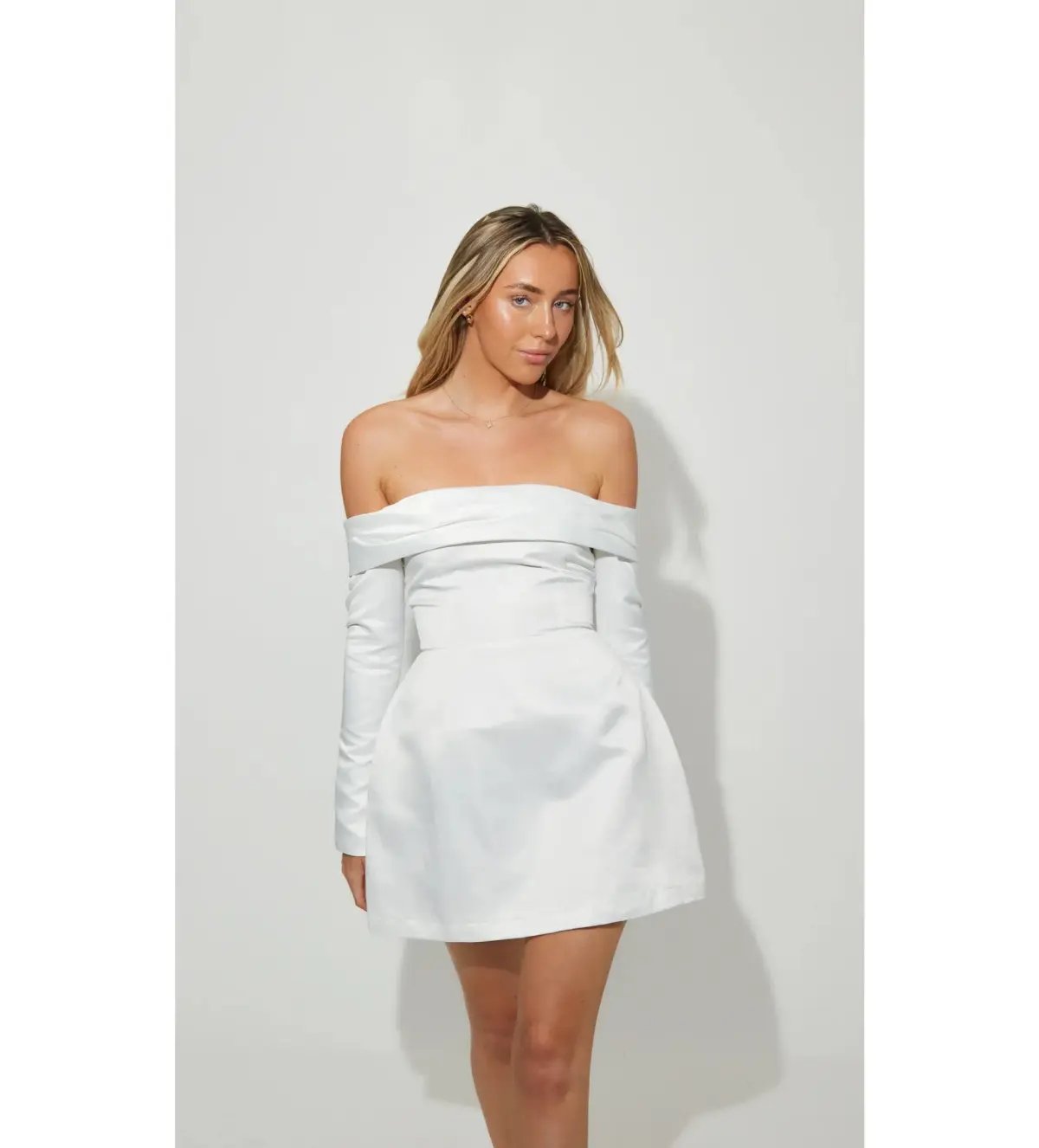 Odd Muse The Ultimate Muse Satin Bardot Mini Dress White Size S / AU 8 photo 2
