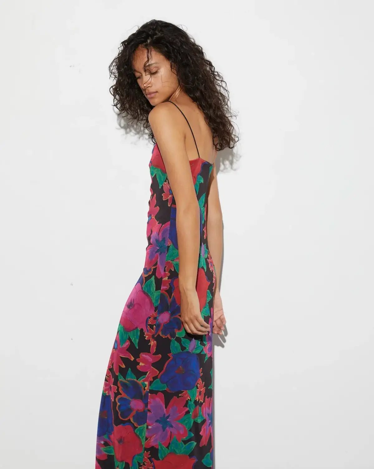 Stieglitz Mayte Spaghetti Mesh Dress Black Flowers Size 12 photo 2