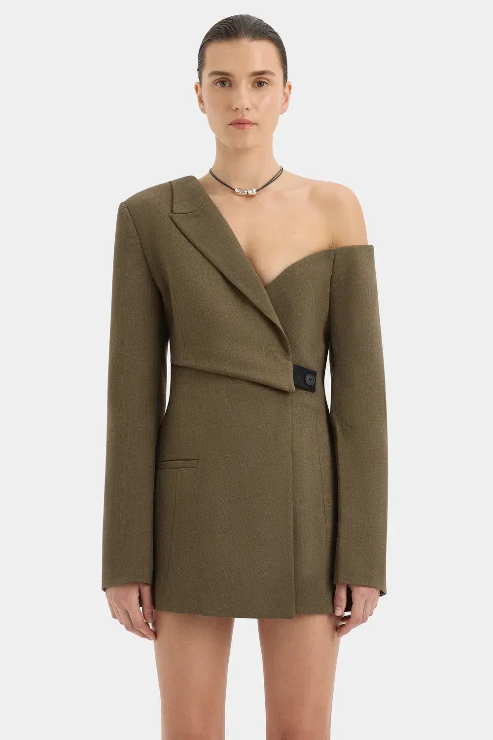 Sir The Label Sartoria Mini Dress Chocolate Marle Size 0 / AU 6 photo 4
