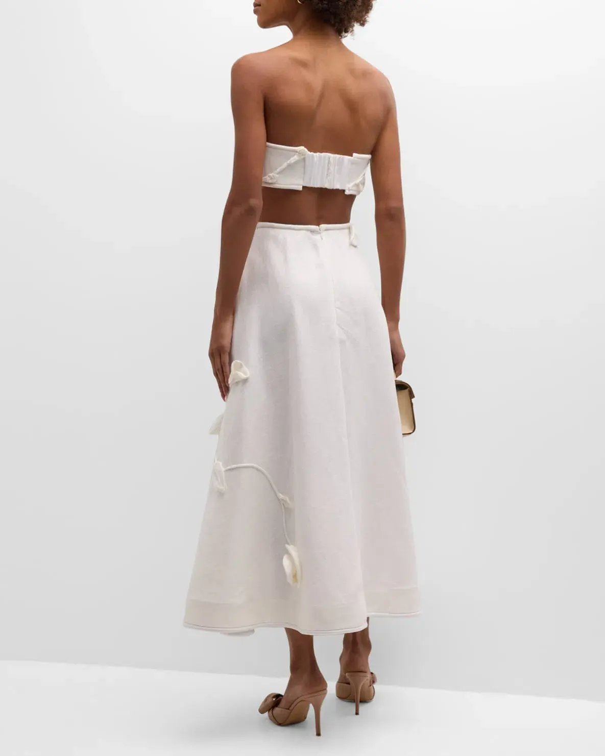Zimmermann The Matchmaker Rose Bra and Rose Flare Skirt Set in Ivory Size 0 / AU 8 photo 2