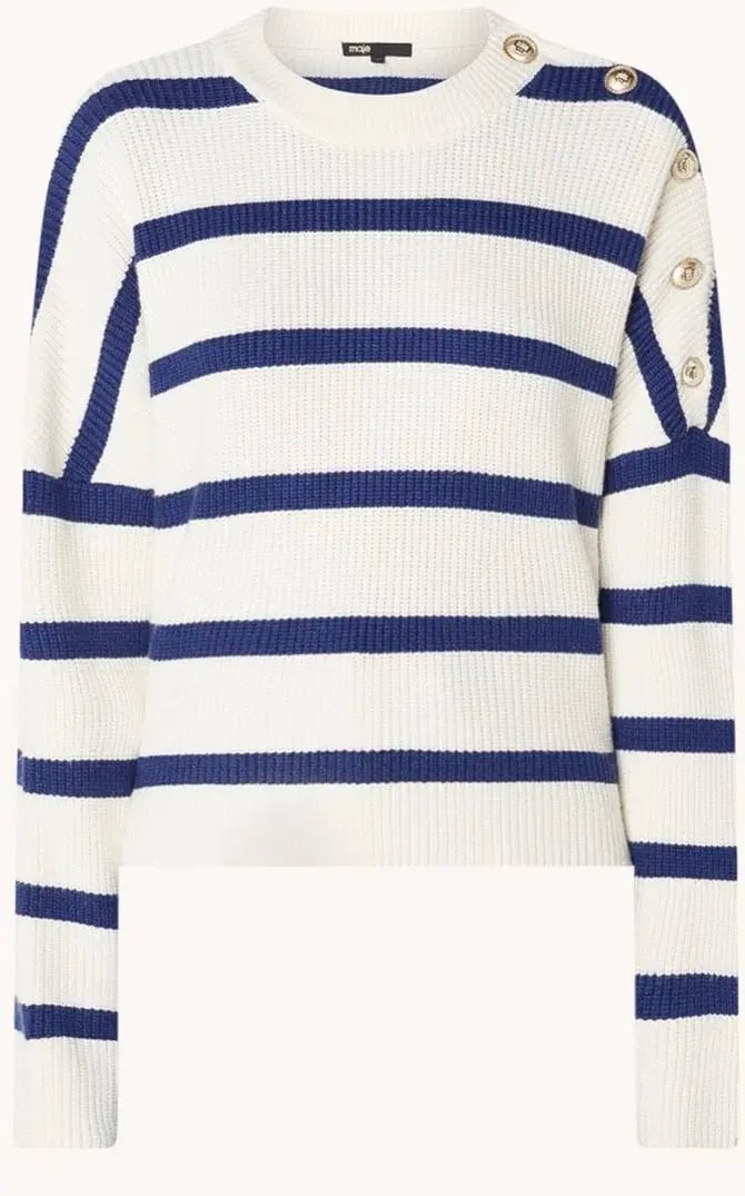 Maje Marine Striped Rib Sweater Size 10/1 photo 2