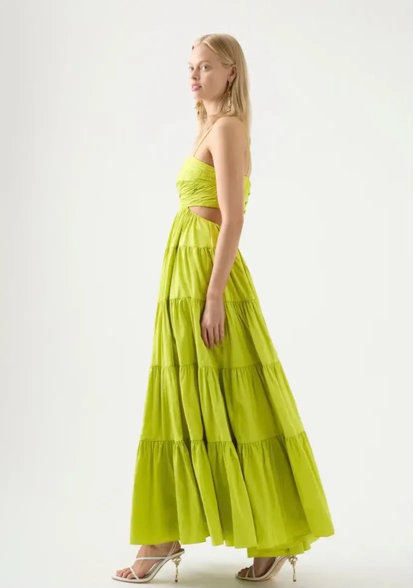 Aje Sartre Tiered Maxi Dress Green Size 12 / L photo 3