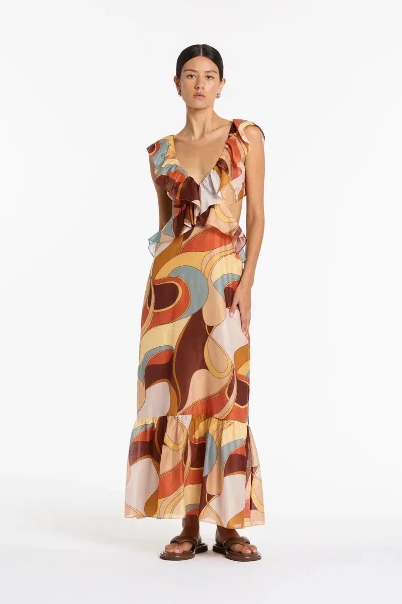Sir The Label Vista Frill Midi Dress in Vista Print Size 1 (AUS 8) photo 2
