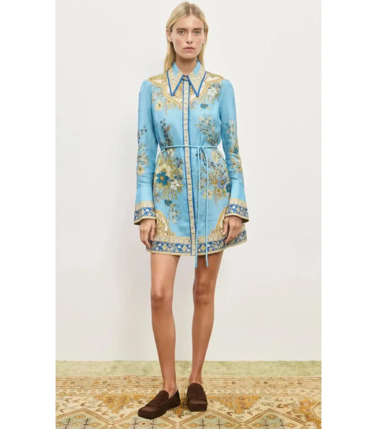 Alemais Cassie Mini Dress Blue Print Size AU 16 photo 2