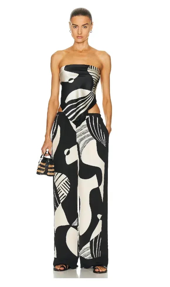 Sir the Label Realisme Pant & Scarf Top Black Print Size 2/ AU 10 photo 2
