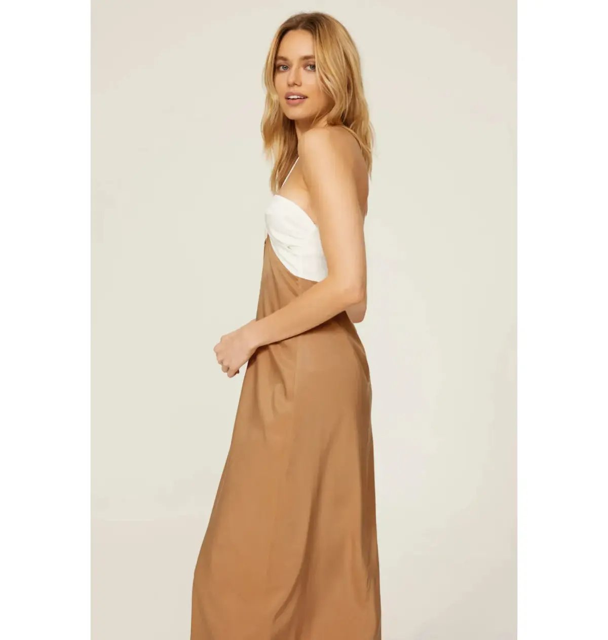 Third Form Lets Split Slip Dress Off White And Tan Size AU 14 photo 2