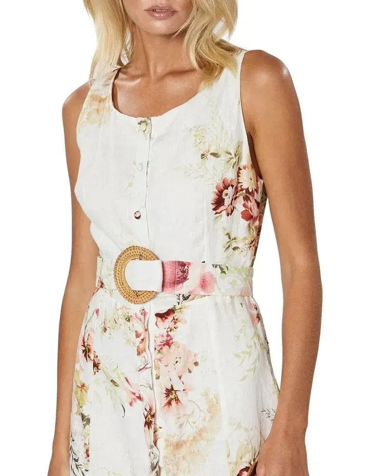 Winona Delphiniums Button Midi Dress Floral Size 6 photo 4