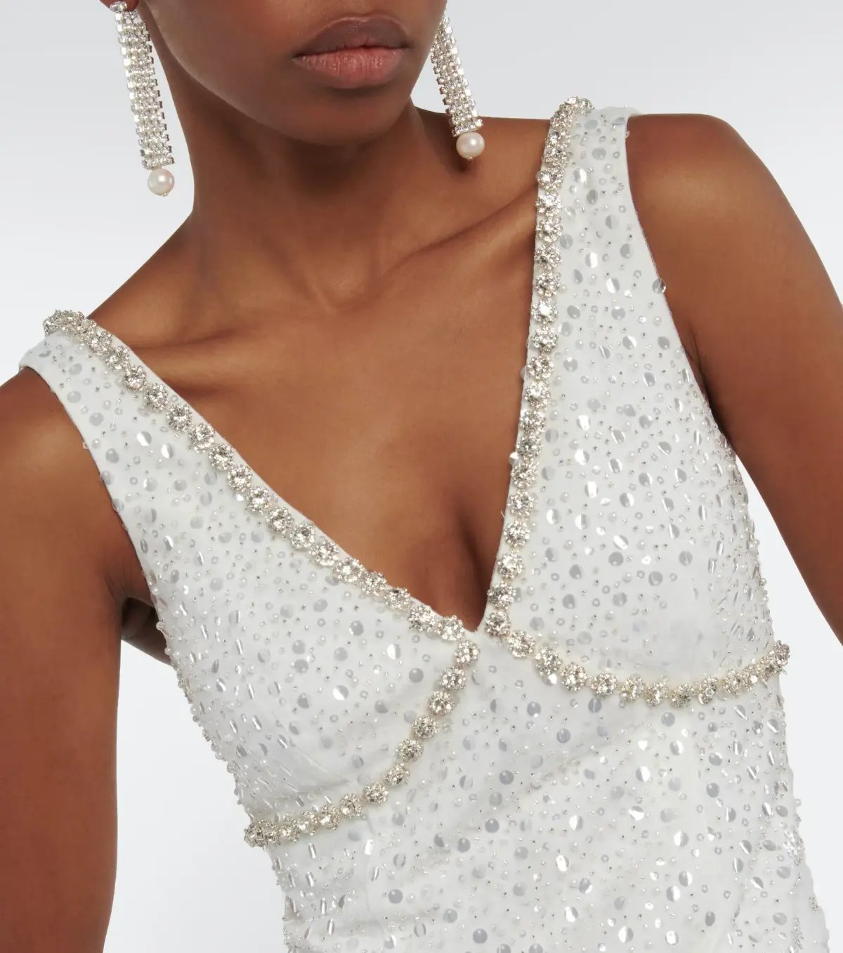 Self Portrait Crystal Embellished Mini Dress White Size 8 photo 2