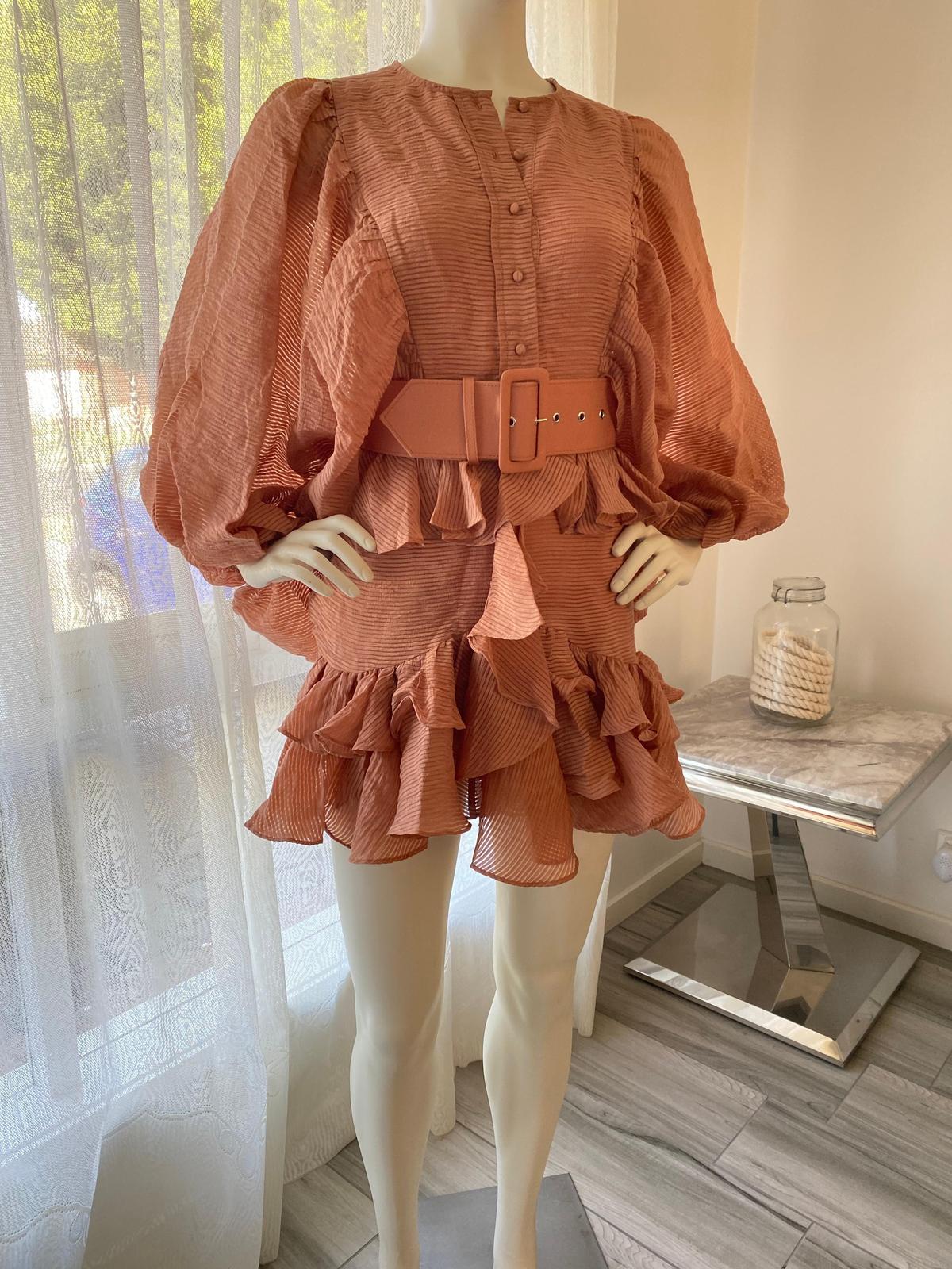 Charlotte Draped Mini Dress- Desert Rose photo 2