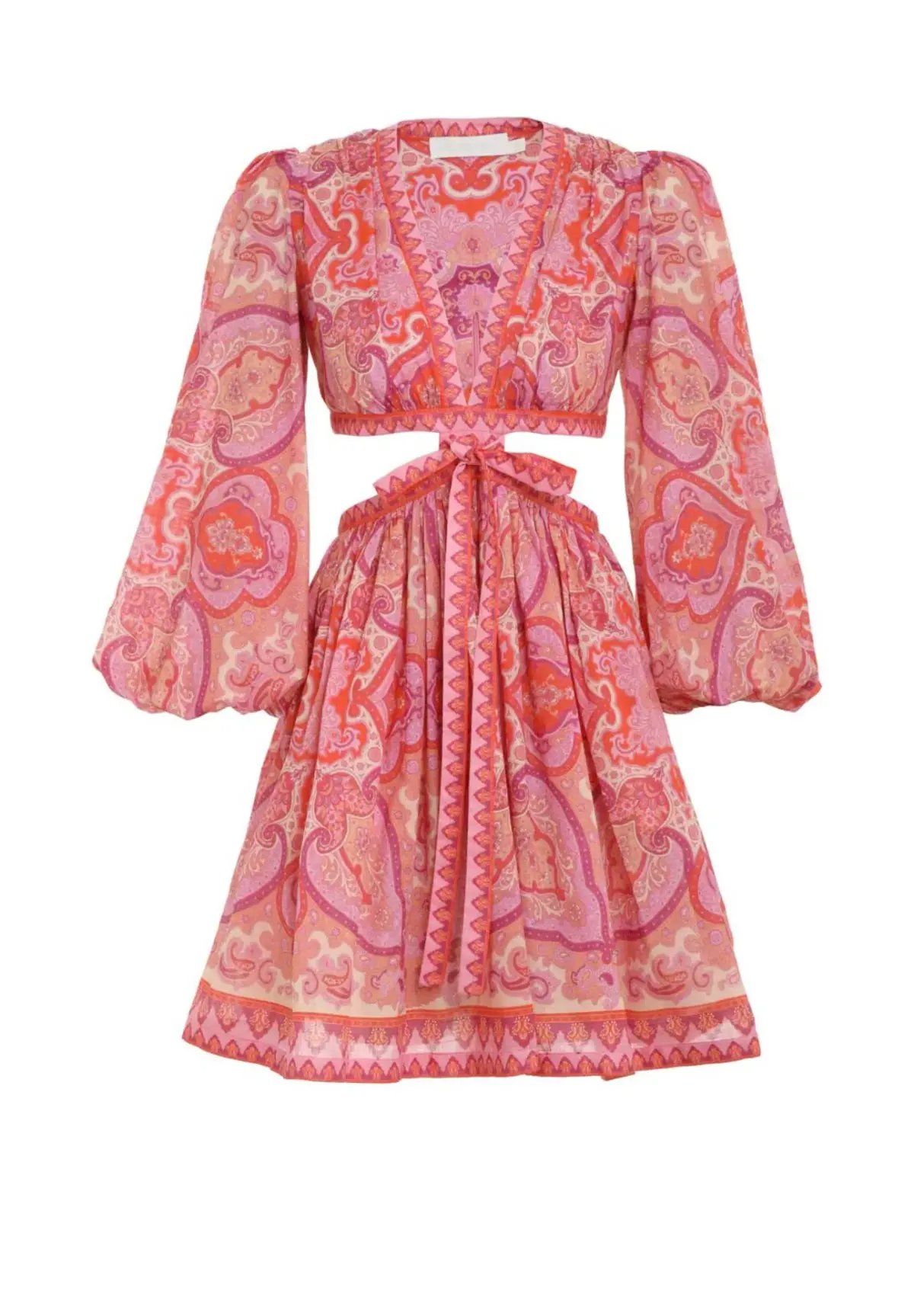 Zimmermann Halcyon Tie Front Mini Dress Pink Size 1 / AU 10 photo 2
