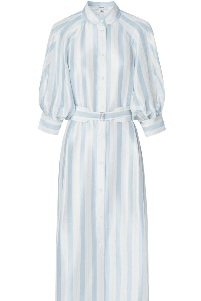 Oroton Silk Stripe Midi Dress with Matching Silk Belt Print Size 8 photo 5