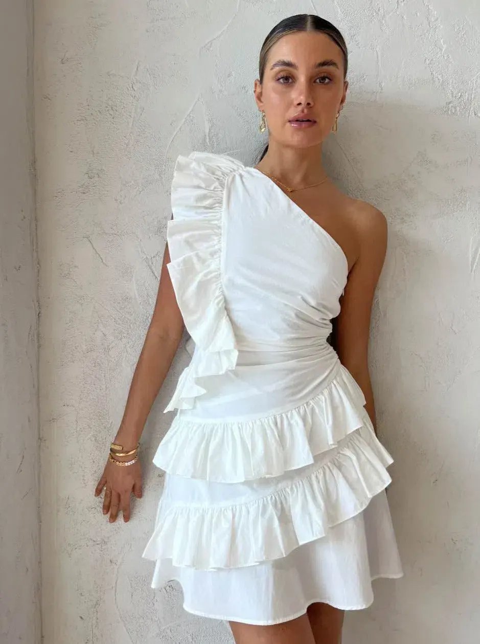 By Nicola Adrift Frill Mini Dress White Size 6 photo 4