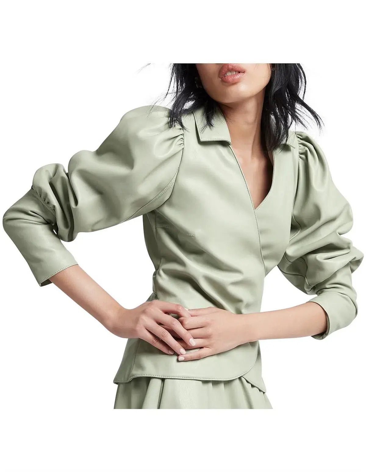 Aje Idyllic Wrap Top and Skirt Set Dusty Sage Green Size 6 photo 6