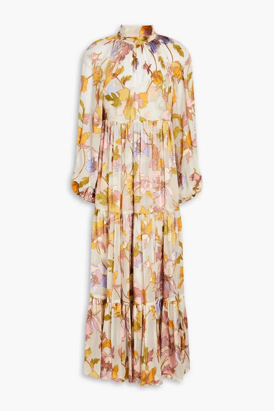 Zimmermann Tempo Gathered Floral Print Fil Coupé Chiffon Midi Dress Size 0/Au 8 photo 3