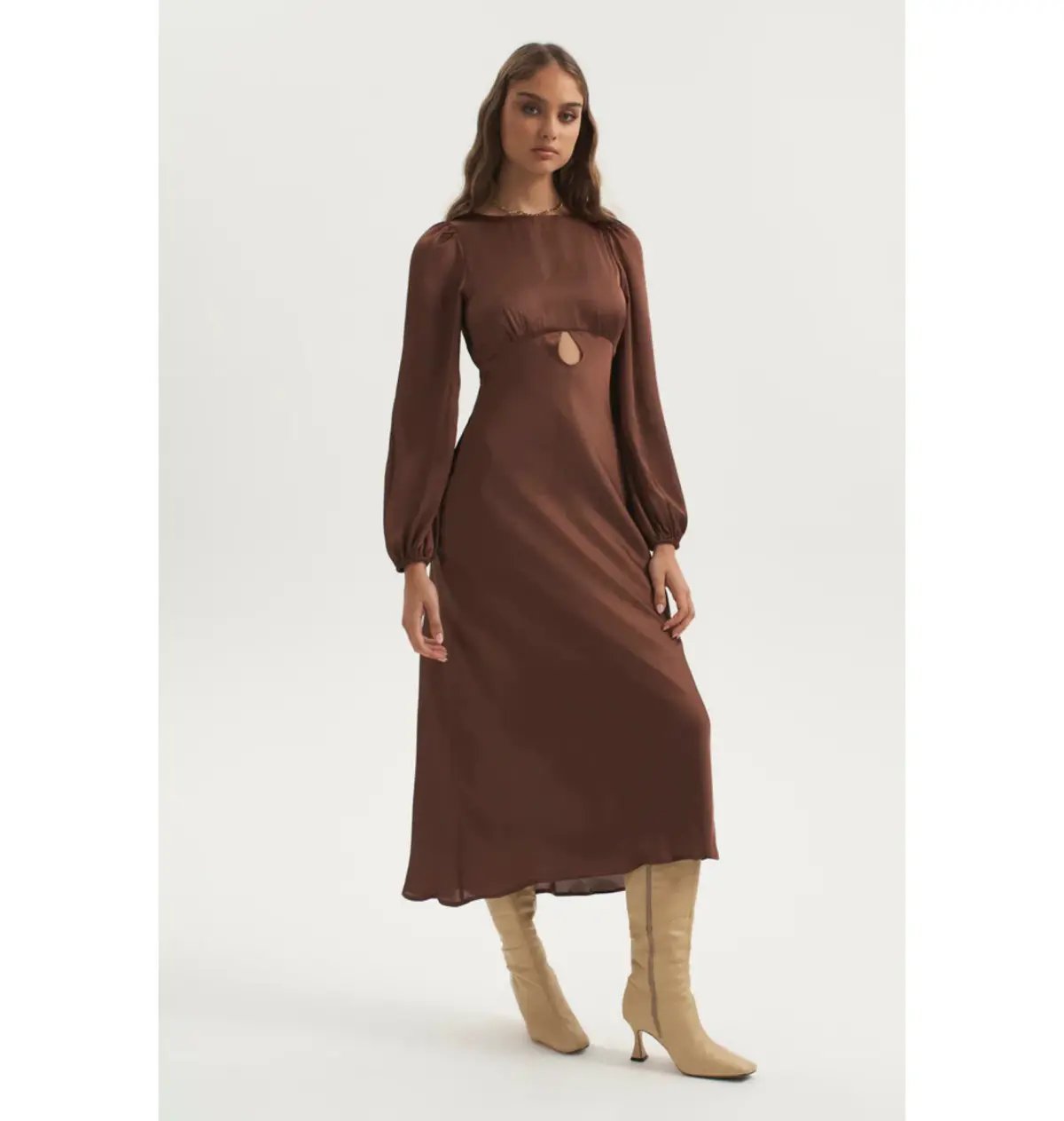 Ownley Bethenny Bias Backless Dress Chocolate Size AU 6 photo 2