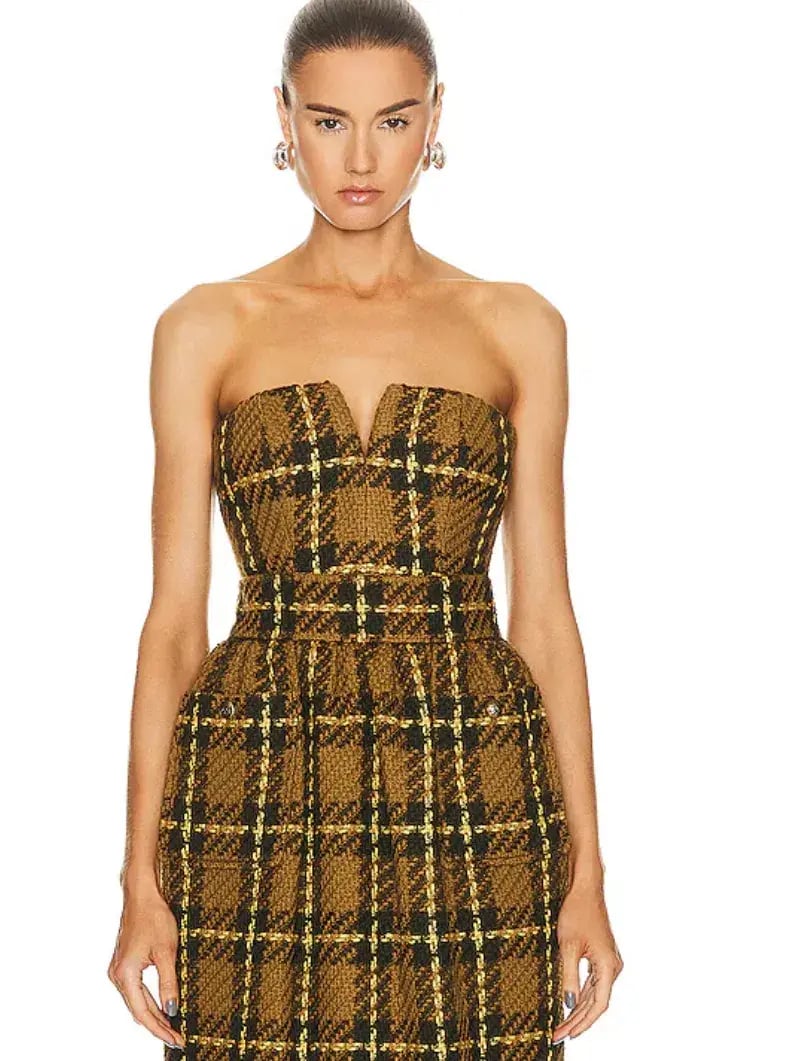 Zimmermann Luminosity Check Bodice and Tulip Skirt Set Olive Check Size 0 / AU 8 photo 2