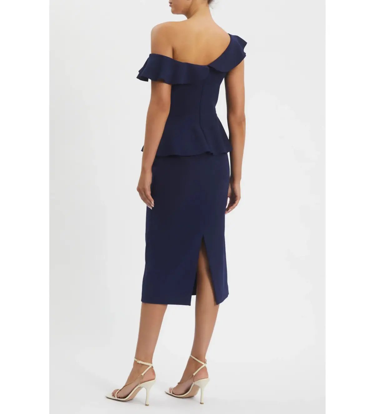 Rebecca Vallance Grace Frill Midi Dress Navy Size AU 10 photo 4