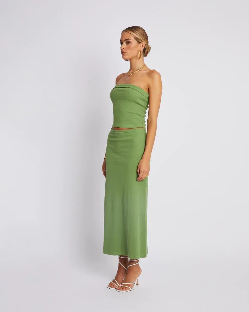 Summi Summi Midi Skirt and Tube Top Set Olive Size 8 photo 2