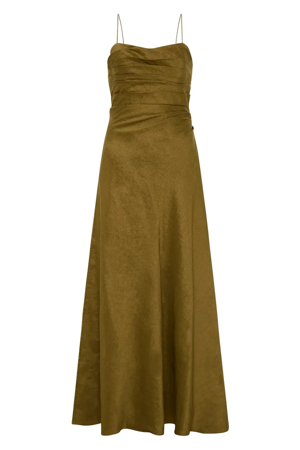Aje Clarice Midi Dress Deep Olive Size 6 photo 4