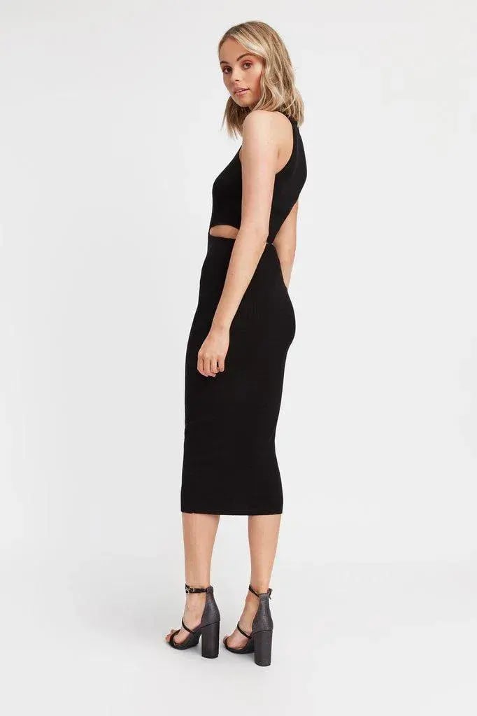Kookai Lola Cut Out Midi Dress Black Size 2 photo 3