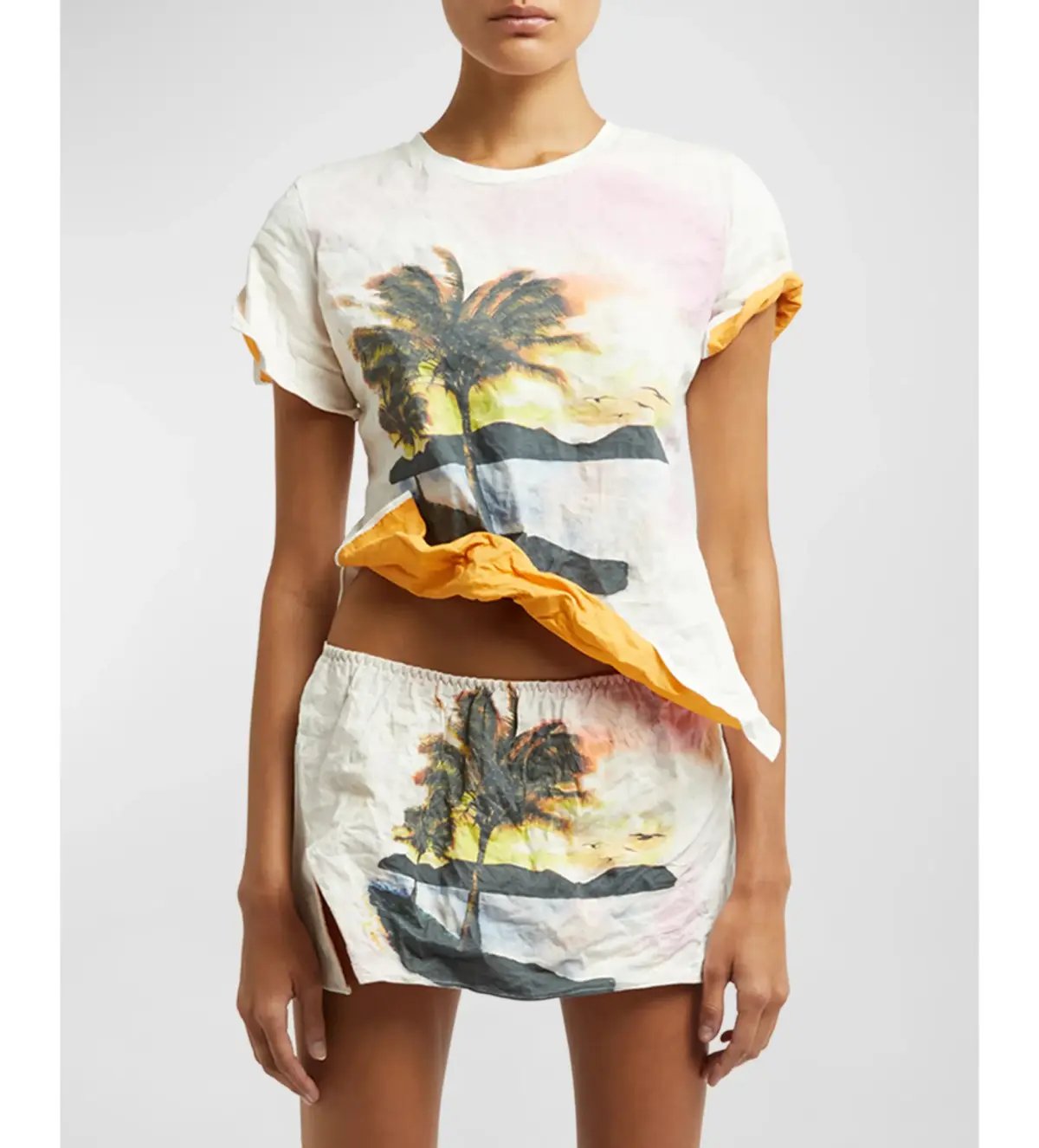 Christopher Esber Lost Souvenir Crushed Graphic Tee and Micro Skirt Size AU 8 photo 2