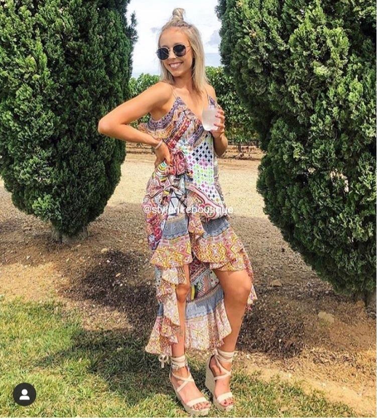 Camilla Girls Club Frill Midi Dress Print Size 10/M photo 2