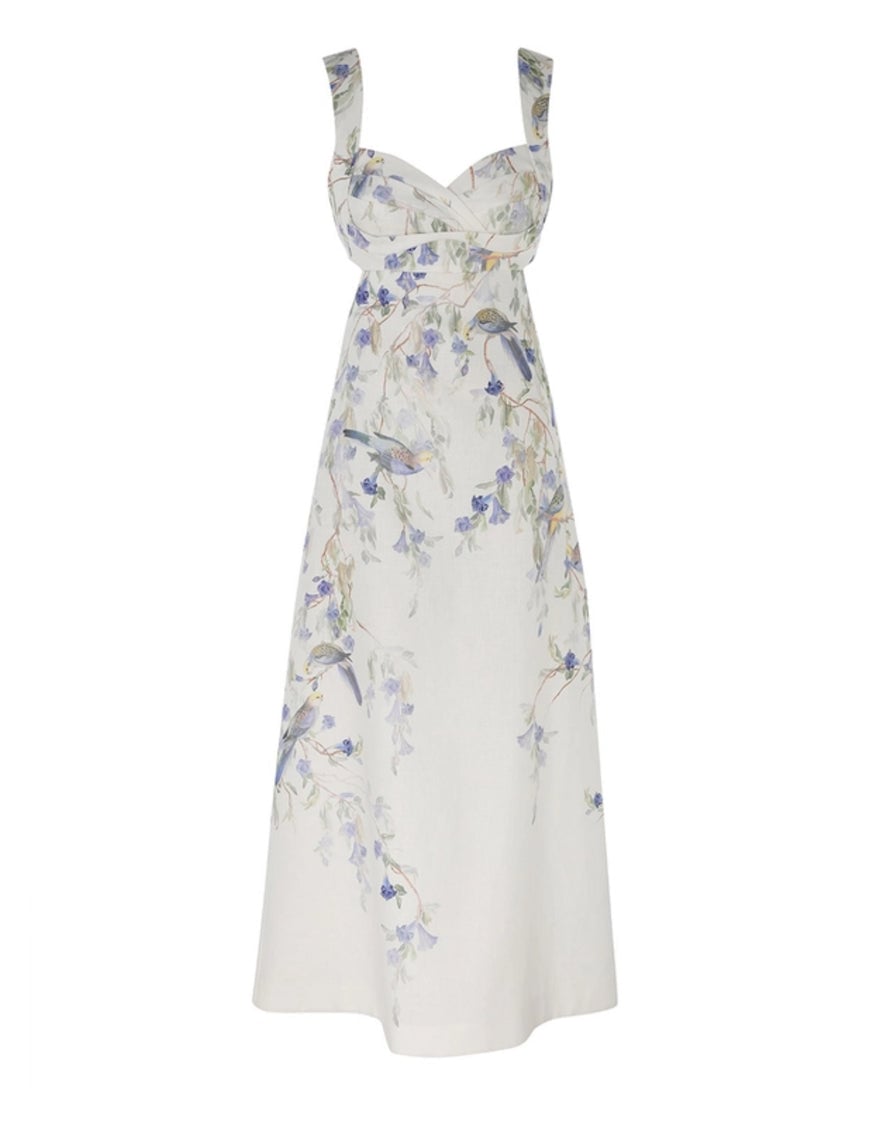 Zimmermann Natura Midi Dress In Blue Birds photo 2