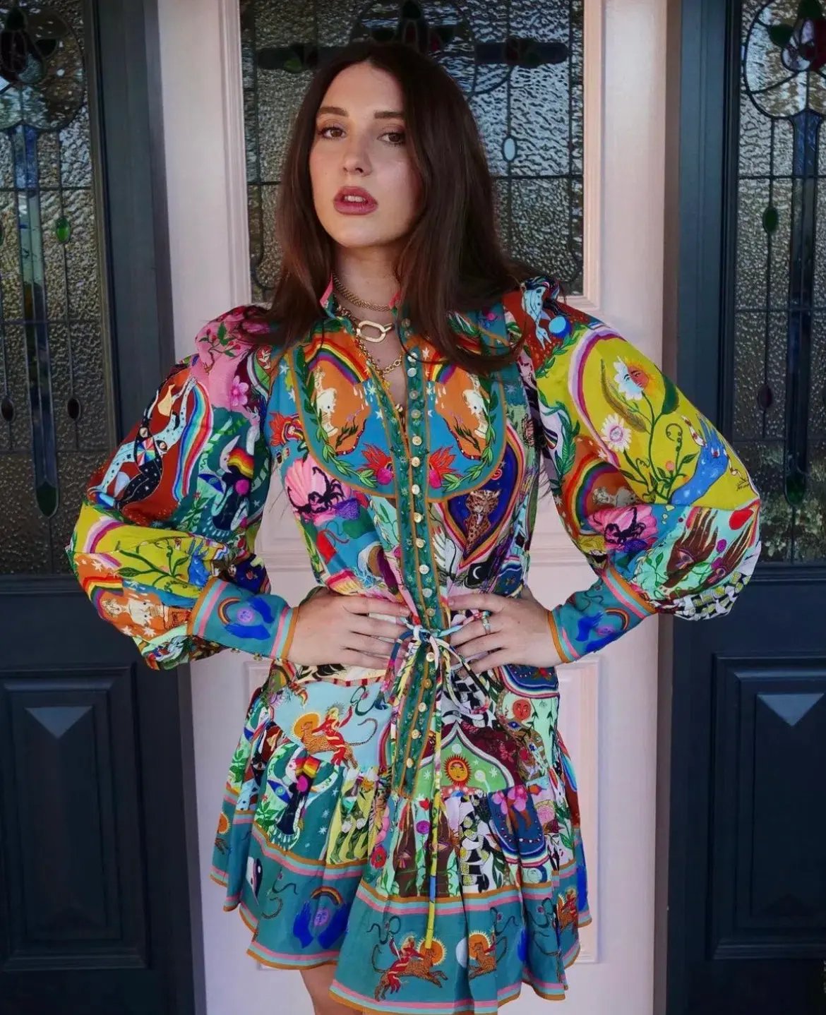 Alemais Evergreen Mini Dress in Multi Print Size AU 8 photo 6