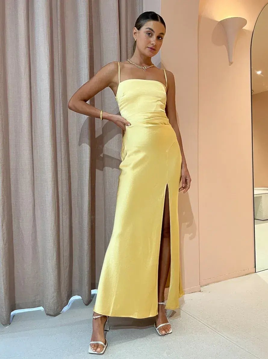Bec & Bridge Nadia Maxi Dress Straw Yellow Size 8 photo 6