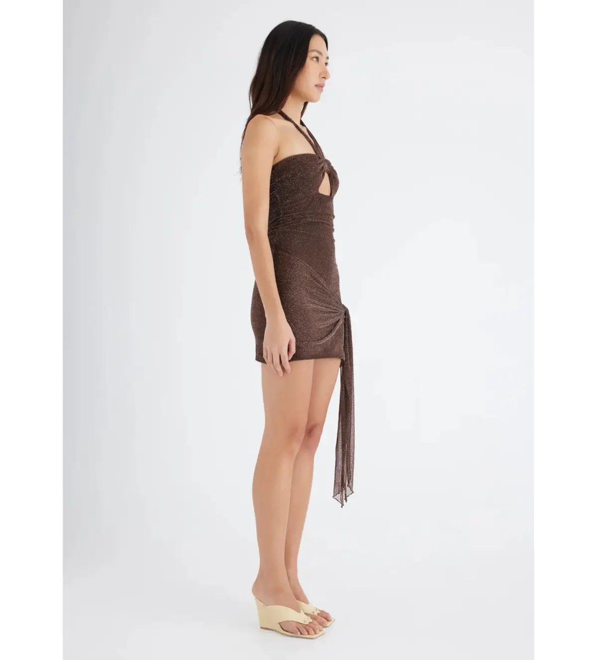Benni Prianka Halter Mini Dress Espresso Size AU 10 photo 2