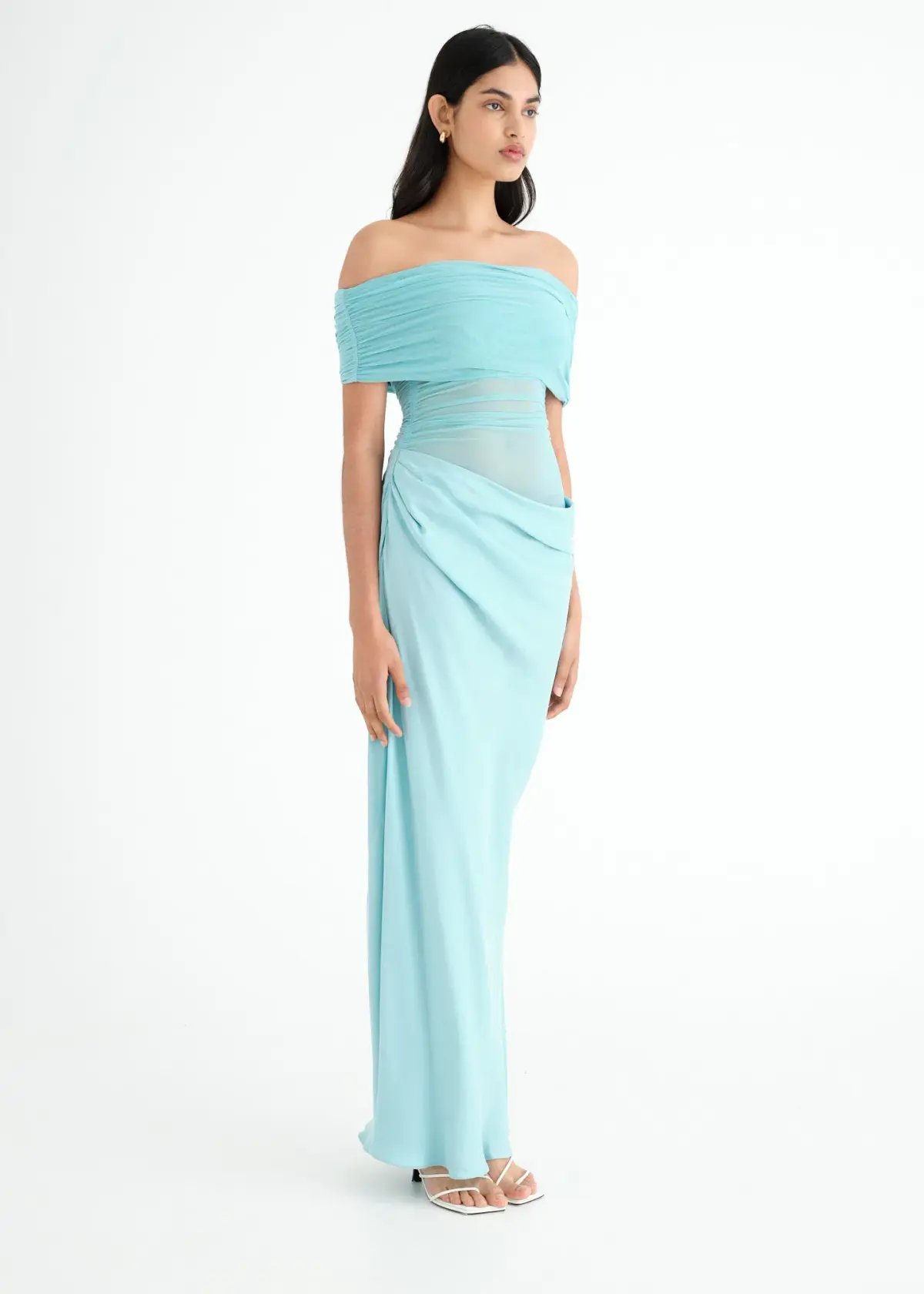 Benni Nico Off Shoulder Maxi Dress Aquamarine Size 6 photo 2