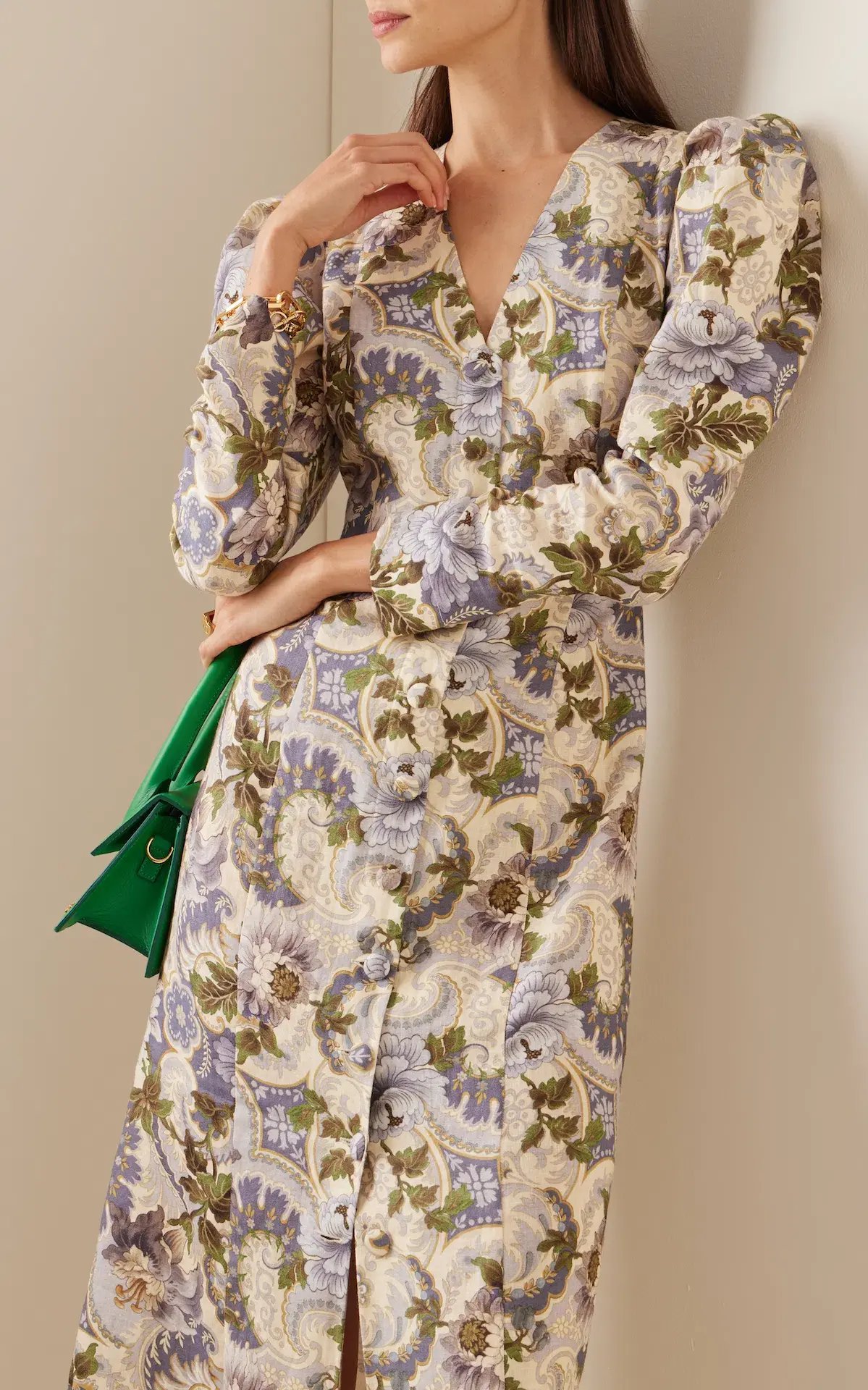 Alemais Phillipa Puff Sleeve Midi Dress Floral Size AU 6 photo 2